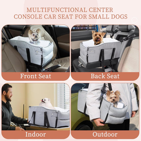 12lbs,Portable Center Console Dog Car Seat for Small Dogs Up to Middle Console Dog Booster Car Seat with Adjustable