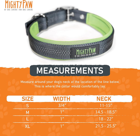 Mighty Paw Ultra Soft Dog Collar - Adjustable All-Metal Buckle for Large and Small Dogs, Neoprene Padding