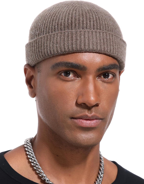 vidsel Thin Wool Fisherman Beanie Hat for Men Women - Fall Winter Short Knit Cuffed Fashion Trawler Skull Cap