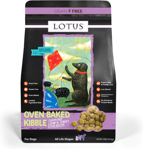 Lotus Oven-Baked Lamb & Turkey Liver Recipe Grain-Free Dry Dog Food, 4 Pounds