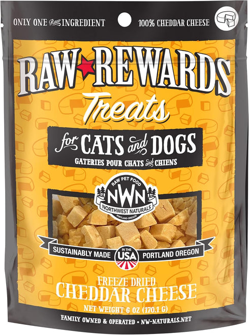 Northwest Naturals Raw Rewards Freeze-Dried Cheddar Cheese Treats for Dogs and Cats - 6 Oz Healthy, Human Grade