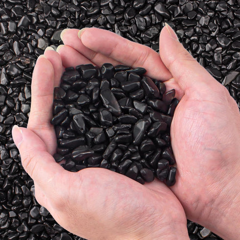 EZEELAI 3 Lb Black Obsidian Crushed Stone Crystal Chips Bulk, Betta Fish Tank