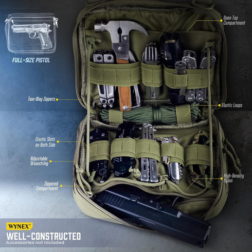 WYNEX Tactical Large Admin Pouch of Double Layer Design, Molle EDC EMT Utility Pouch with Map Sleeve Modular Tool Pouch