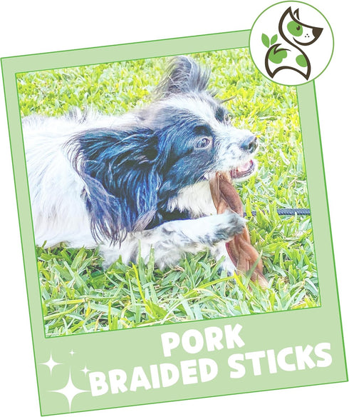 Nature Gnaws Braided Pork Bully Sticks for Dogs, 5-6" (20 Count), Natural Bacon Chew Treats