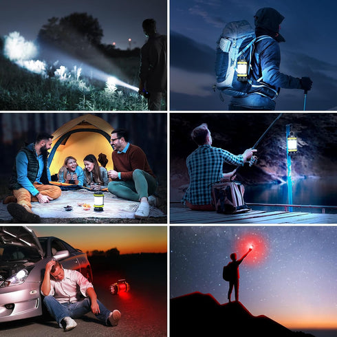 2 Pack 6 3600mAh IPX4 LED Camping Lantern Flashlight Rechargeable, Consciot Portable Torch with Light Modes, Power