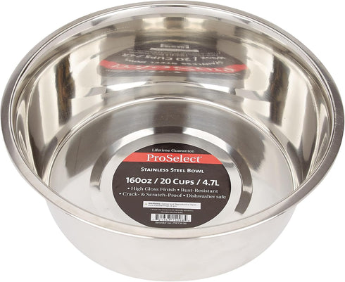 Proselect Stainless Steel Classic Dog Bowl, 5-Quart