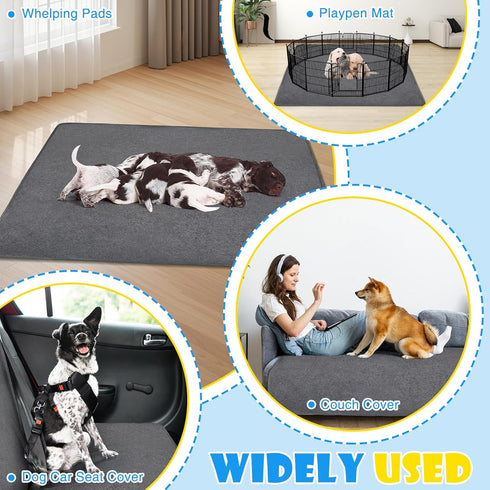 2 Pack 72"x72" Extra Large Washable Pee Pads for Dogs Reusable Dog Mat for Floor Non-Slip Waterproof Pee Pads for Dogs
