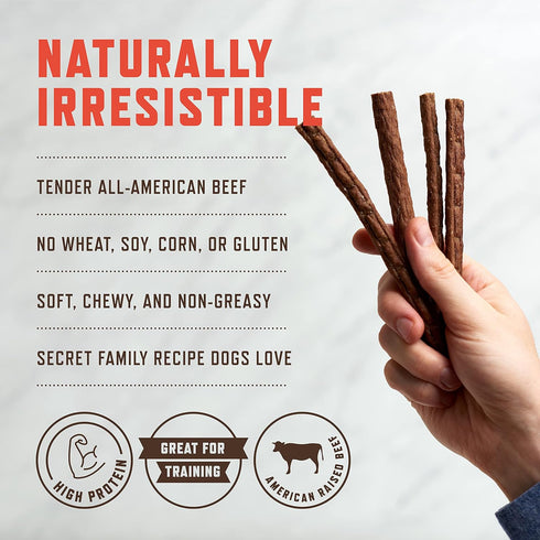 1 lb Rocco & Roxie Beef Jerky Dog Treats | Soft Training Snacks Made in USA | High Value Beef Jerky for Dogs, Small