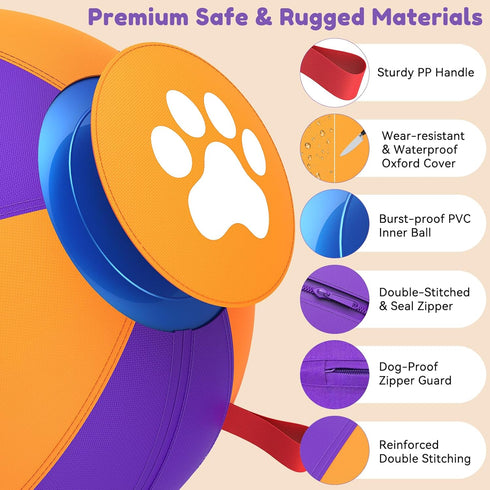 18" 60S Pet Deluxe Herding Ball for Large Dogs - Durable Interactive Herding Toy with Fast Pump in & Carry Handles