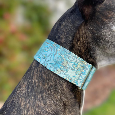 Extra Soft Martingale Dog Collar and Leash Set, 2" Wide for Greyhound Saluki Whippet and Similar Breeds (11"-14" and