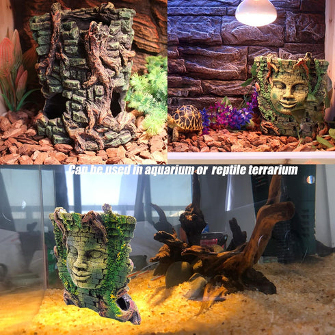 Tfwadmx Aquarium Decoration Statue, Fish Tank Resin Ancient Roman Ruins Ornament for Fish and Crabs