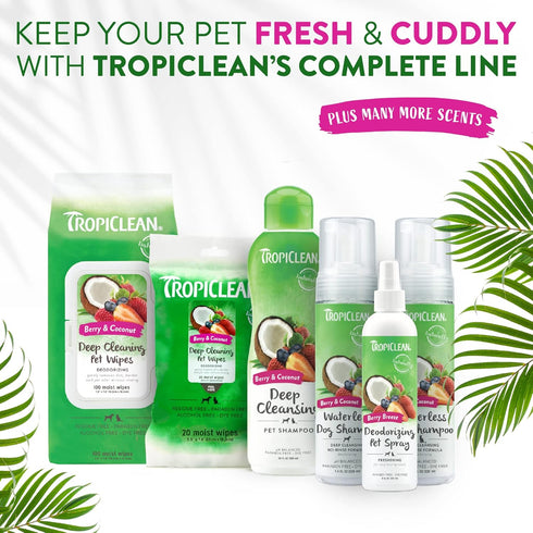 TropiClean Berry & Coconut Deep Cleansing Dog Shampoo | Natural Pet Shampoo | Deodorizing | 20 oz.