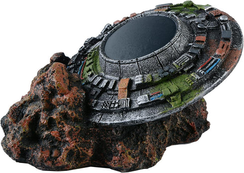 Creative UFO Aquarium Decorations - Medium Fish Tank Decor Aquatics Cave for Micro Flying Saucer Landscaping