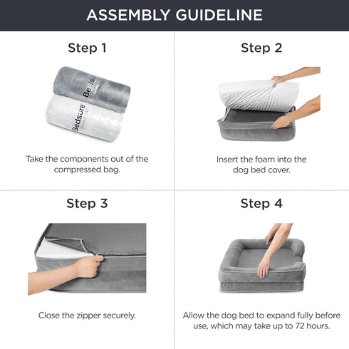 Bedsure Cat Beds for Indoor Cats - Washable Bolster Sofa Beds for Extra Small Dogs, Supportive Foam Couch Bed, Grey