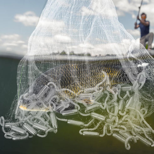 SWETRACE 1.5m Hand Throw Cast Net Fishing Tool Monofilament Shrimp Lobster Fishing Net with Weighted Sinkers