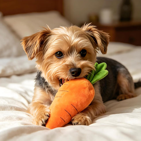 Tiosen Carrot Dog Toy with Squeaker, Bite-Resistant Soft Comfortable Dog Toys Plush Soft Material, for Small Medium