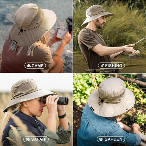 GearTOP Fishing Hat, UPF 50+ Wide Brim Sun Hat for Men and Women, UV Protection Safari and Hiking Hats