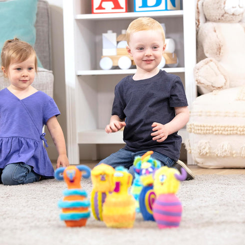 8 Set, 2+ Melissa & Doug Fuzzy Monster Bowling Pins and Ball with Mesh Storage Bag - Pieces Toddler Plush Indoor