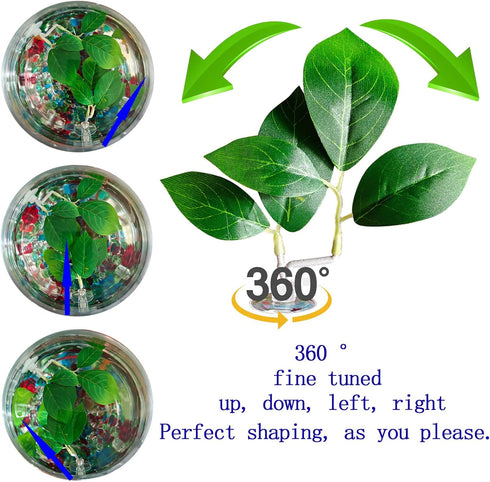 Fish Leaf Pad Fish Tank Accessories, 3 pcs Adjustable Plastic Plants for Betta Natural Habitat with Suction Cup