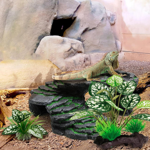 Reptile Artificial Plants, Terrarium Decorations, Aquarium Fish Tank Plant, Amphibian Habitat Accessories (M