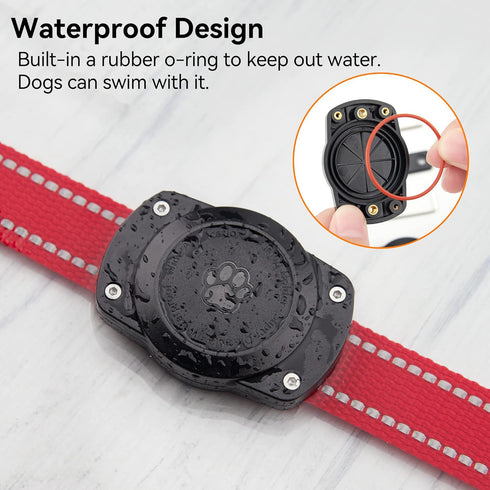 IPX8 Waterproof Airtag Dog Collar Holder with Metal Back Plate, Ultra-Durable Mount for AirTag, 2 Pack