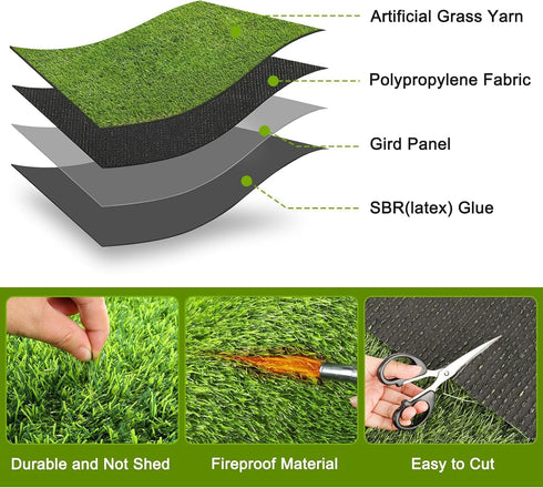 Fezep 2 Pack 26"x30" Dog Grass Pee Pads, Reusable Artificial Grass Turf Rug for Puppy & Cats, Washable Fake Grass Mat