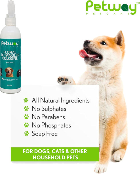 Petway Petcare Floral Detangler Cologne for Dogs, Detangling Spray with Deodorizing Qualities, 250ml