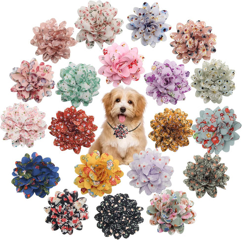 20 Pcs Dog Collar Flowers, Multi-Color Pet Flower Bow Ties and Grooming Accessories for Dog Collars