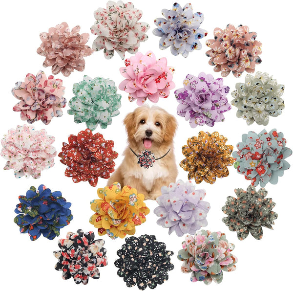 20 Pcs Dog Collar Flowers, Multi-Color Pet Flower Bow Ties and Grooming Accessories for Dog Collars