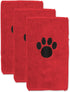 Bone Dry Pet Grooming Towel Collection, Embroidered Absorbent Microfiber Drying Set, 15x30, Red, 3 Count
