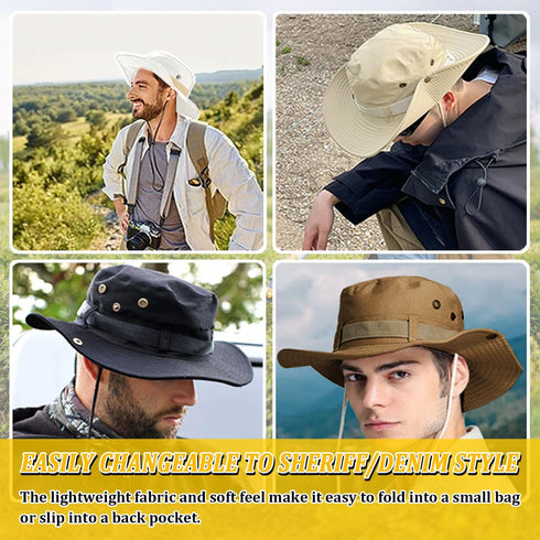 Wide Brim Breathable Fishing Hat, UV Protection Boonie Hat for Safari Hiking Beach Summer Cap