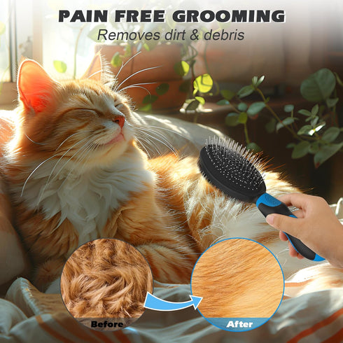 2PCS Dog Brush Set - Double Sided Dog Hair Brush for Shedding & Bathing, Premium Pet Supplies for Short/Long Haired Dogs