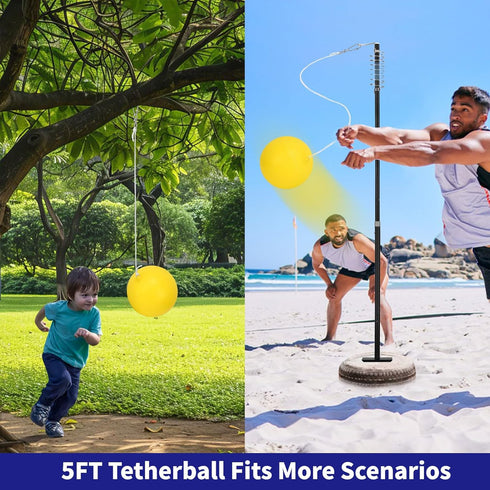 Set 360 Set.Tetherball Tetherball Tennis with with Swivel Hook PoleBall, Rope and Paddle Outdoor Equipment