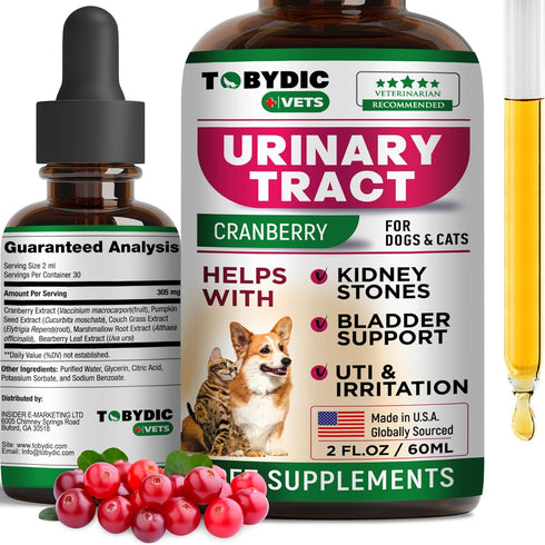 Cat & Dog Natural UTI Medicine with Cranberry - Urinary Tract Infection Treatment - Kidney + Bladder Support Supplement