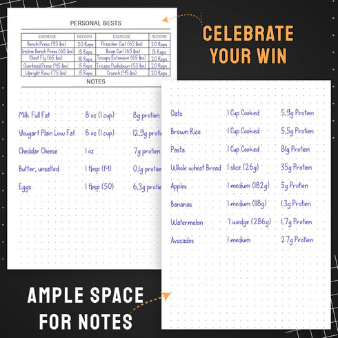 Hardcover Fitness Planner Workout Journal for Men & Women - A5 Sturdy Log Book to Track Gym & Home Workouts, 2 Pieces