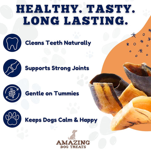 (25 Amazing Dog Treats Premium Cow Hooves for Dogs pc/pk) - Safe Cow Hoof Dog Chews - All Natural Beef Hooves Dog