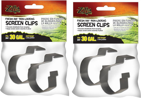Zilla (4 Pack) Non-Locking Screen Clips for Reptile Terrarium Covers, 30G+