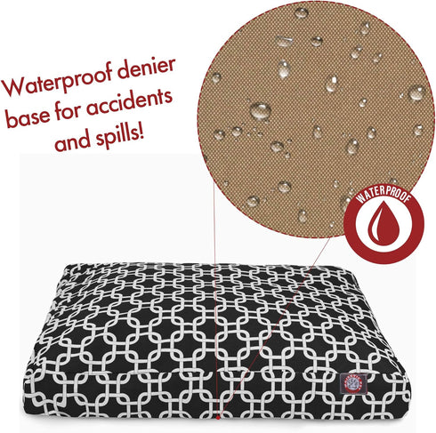 Black Links Small Rectangle Indoor Outdoor Pet Dog Bed, Removable Washable Cover by Majestic Pet Products