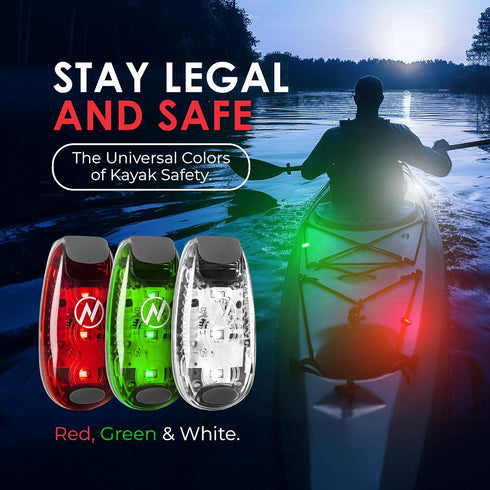 KayaLuma LED Kayak Lights (3 Pack), Clip On IPX5 Waterproof Marine Navigation Lights for Night Kayaking