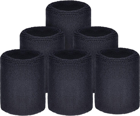 Willbond 6 Pcs Wrist Sweatbands - Absorbent Sports Wristbands for Basketball, Tennis, Football, Running