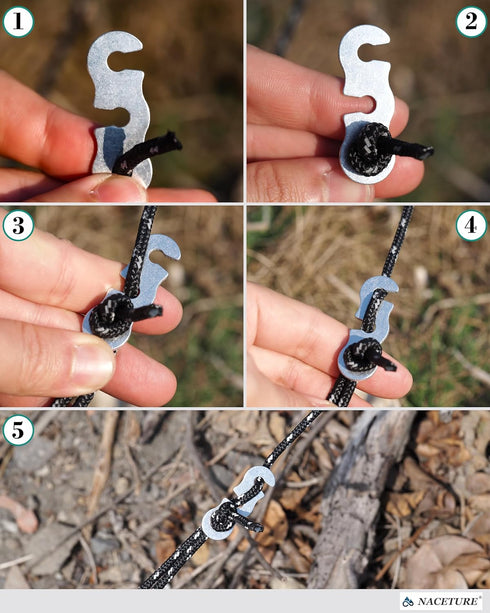 Rope Tensioner (Silver 20 Pack) - Aluminum Alloy Camping Tent Guyline Cord Adjuster for Hiking, Backpacking