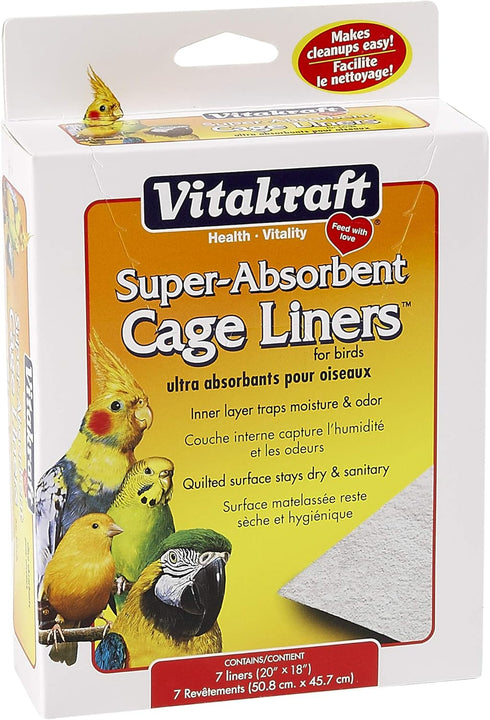 Vitakraft Cage Liners for Birds, White, 20" X 18" for Parrot, Parakeet, Conure, Cockatiel
