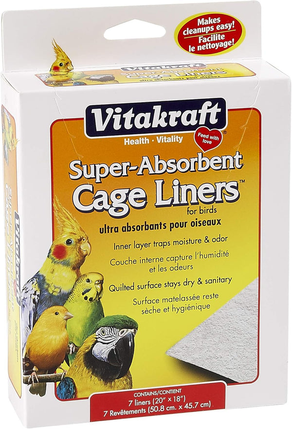 Vitakraft Cage Liners for Birds, White, 20" X 18" for Parrot, Parakeet, Conure, Cockatiel