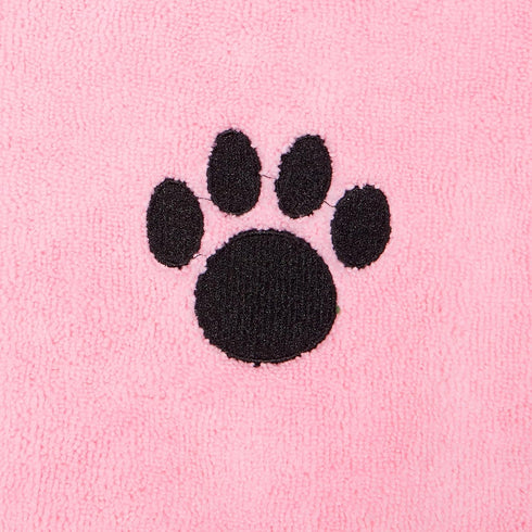 Bone Dry Pet Grooming Towel Collection - Absorbent Microfiber X-Large, 41x23.5", Embroidered Pink