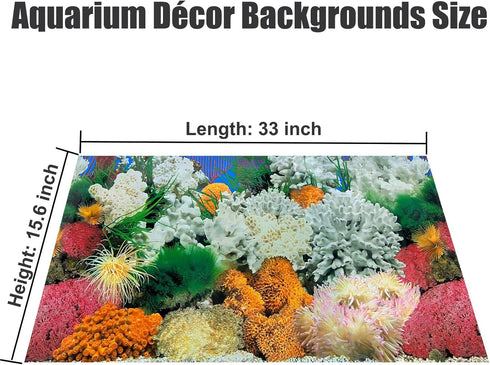 Aquatic Plant Aquarium Background Sticker – Coral HD Fish Backgrounds for Aquariums, 2 Sided 16"x 33" Fish Tank