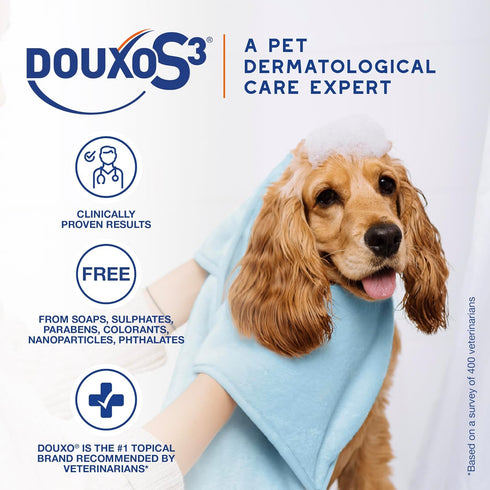 S3 3% 0.5% 6.7 oz. (200mL) Douxo Pyo Shampoo, Contains Chlorhexidine & Ophytrium, Antiseptic & Hydrating, For Bacterial
