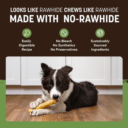 2 Count Earth Animal No Hide Chews - Long Lasting Rawhide Free Medium Dog Chews Rolls, Pork