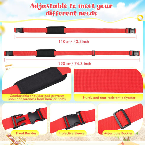 2 Backpacking Sanwuta Pcs Adjustable Beach Chair Carry Strap Camping Chair Straps for Shoulder Folding Beaches Foldable