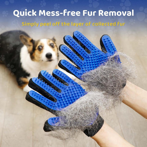2PCS Dog Bath Brush Set, Adjustable Ring Handle Grooming Brush for Short & Long Hair