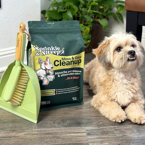 Sprinkle & Sweep Pet Accident Cleanup for All Hard Surfaces, Non-Toxic Quick Pet Mess Cleaner & Odor Remover for Potty